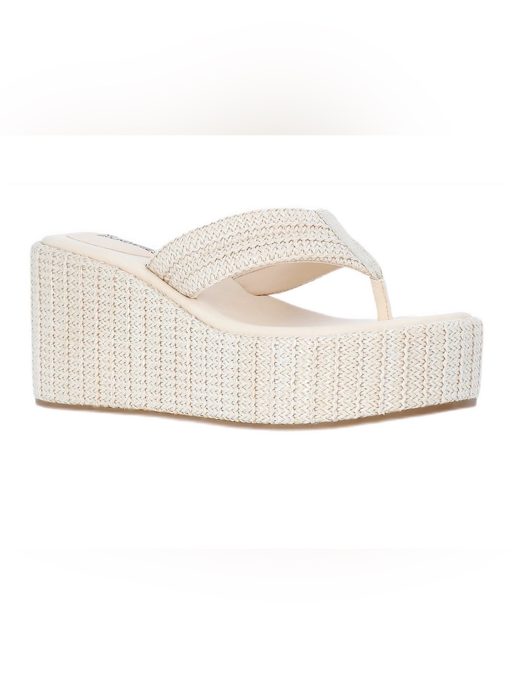 💜No Boundaries Women’s Raffia Platform Memory Foam Thong Sandals,Size:10